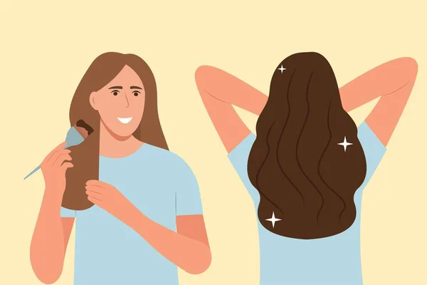 Rehberde Saçını Nasıl Boyayacağını Saç Boyama Işlemi Güzellik Prosedürü Saçına — Stok Vektör