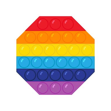 Kıpır kıpır. Renkli stres önleyici oyuncak. Çocuklar için köpüklü el oyuncağı. Gökkuşağı renginde duyusal hareketler. Gevşe Popit vektör çizimi