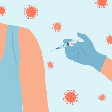 Aşı zamanı. Hasta aşısı yapan bir doktor ya da hemşire. Sağlık ve tıbbi teşhisler. Düz biçimli vektör illüstrasyonu