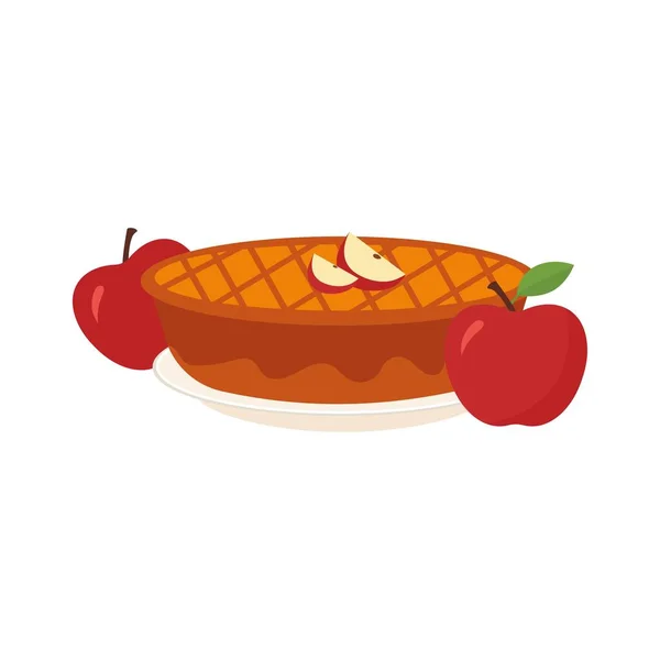 Apple Pie Vector Illustration Isolated White Background Delicious Homemade Cake — Stock Vector