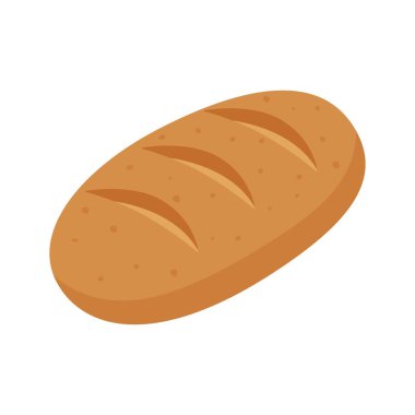 Beyaz arka planda izole edilmiş bir somun ekmek. Taze pişmiş ekmek. Vektör illüstrasyonu.