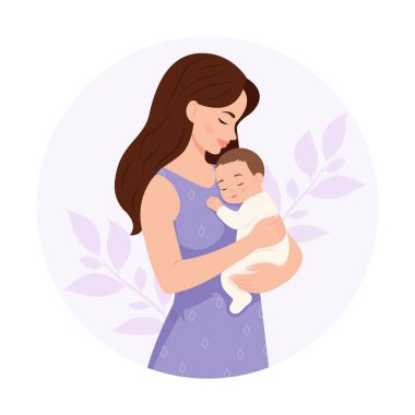 Güzel hamile kadın. Anneler Günü. Doğum ve hamilelik. Vektör illüstrasyonu