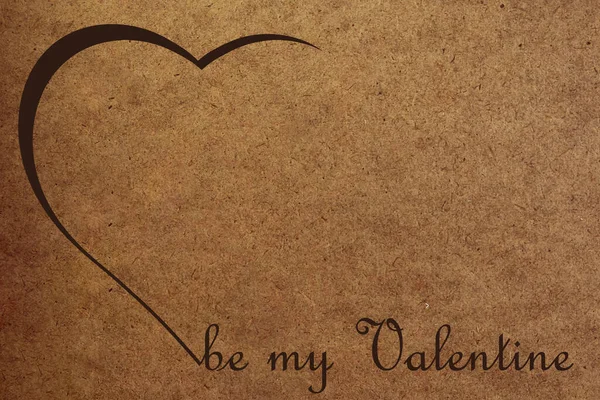 Valentine Card Brown Shadow Cardboard Heart Brown Inscription Valentine Cardboard — Stock Photo, Image