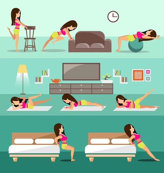 Home Workouts for Women — Stock Vector