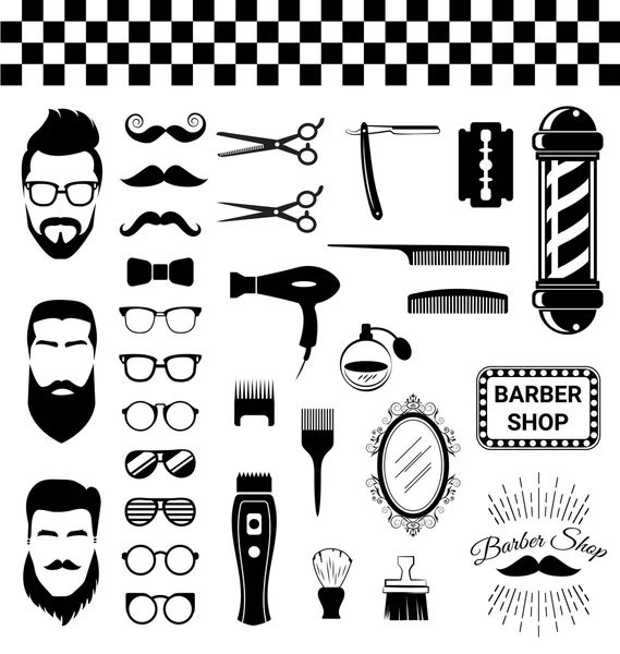 Conjunto de itens de barbearia vintage — Vetor de Stock