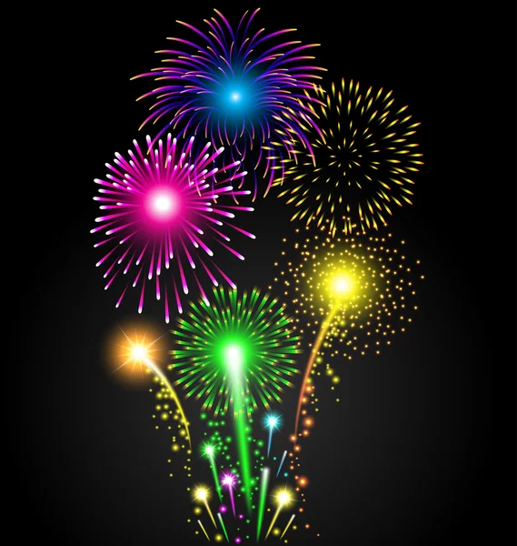 Colorful firework set for Christmas and Happy New Year — Stock Vector