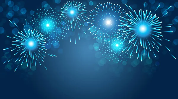 Feu Artifice Sur Fond Bleu Pour Noël Bonne Fête Nouvelle — Image vectorielle