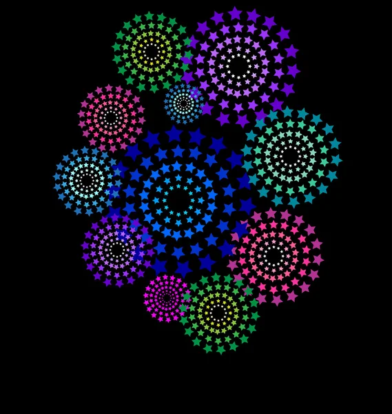 Coloridos fuegos artificiales de estrellas — Vector de stock