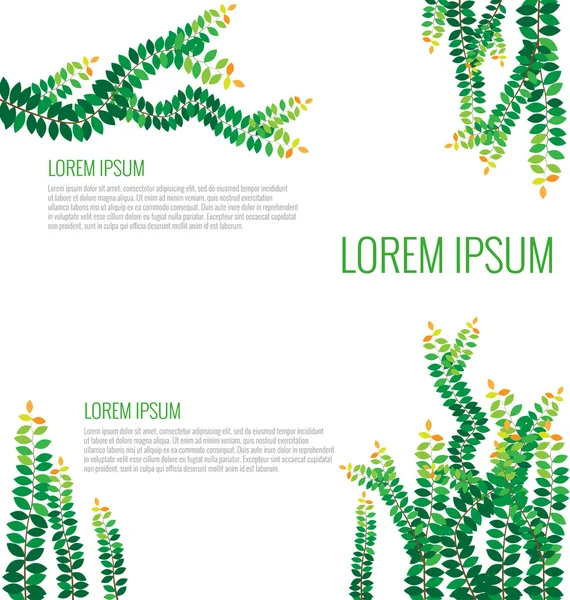 Set van groene bladeren op de muur vector — Stockvector