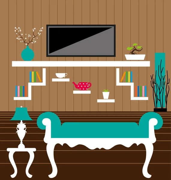 Living room interior vector — Stock Vector