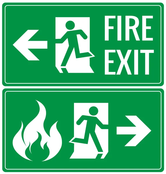 Emergency fire exit door signs — Stock Vector