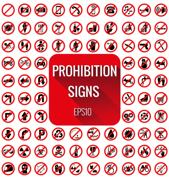 Signos de prohibición vecter set — Vector de stock