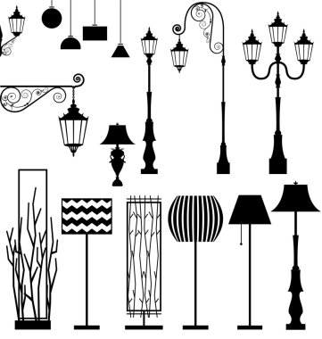 Vintage ve modern lamba vektör set