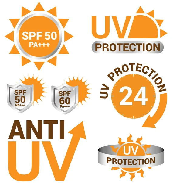 Set von UV-Sonnenschutz und Anti-UV-Vektor — Stockvektor