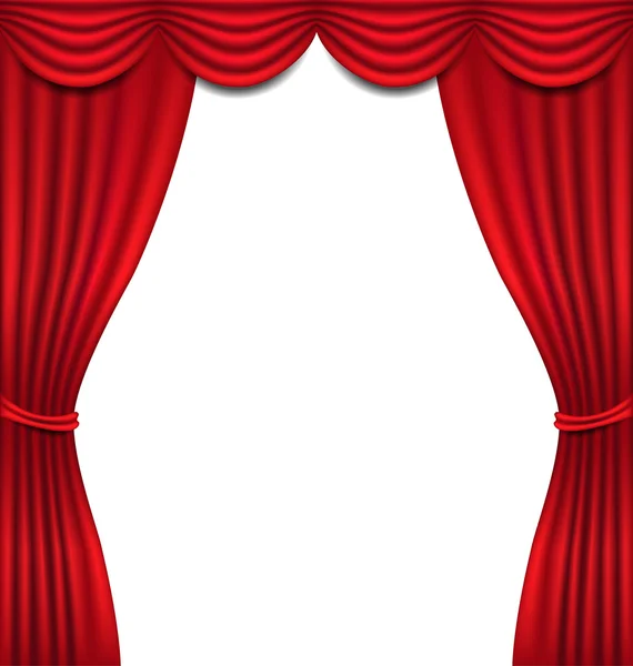 Luxus roter Vorhang auf weißem Hintergrund — Stockvektor
