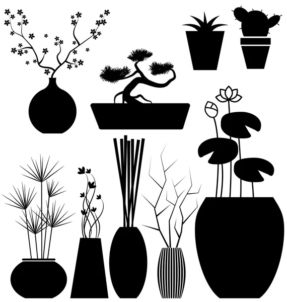 Ensemble vecteur de pot de fleurs — Image vectorielle