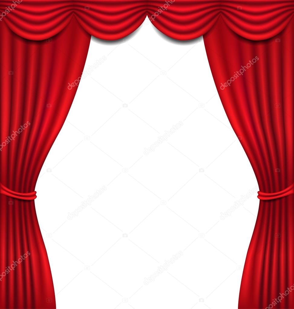 Luxury red curtain on white background