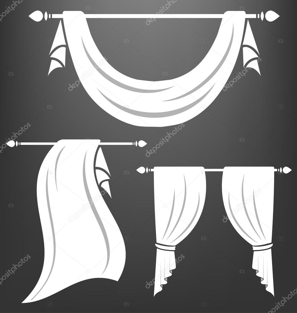 White curtain vintage vector set