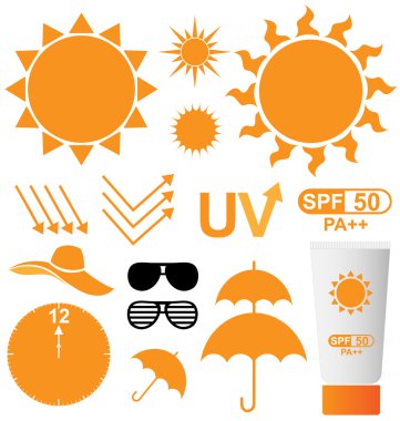 Uv güneş koruma vektör kümesi