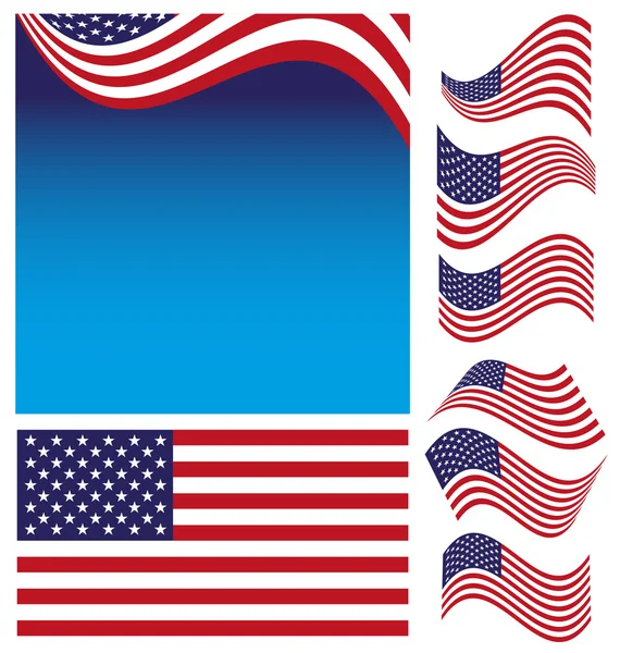 American Flag Set — Stock Vector