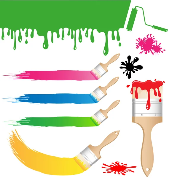 Uppsättning av Paint brush vektor — Stock vektor