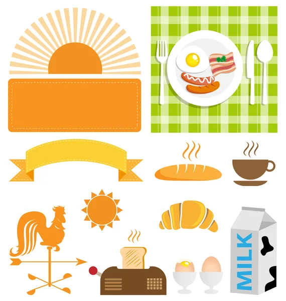 Vetor pequeno-almoço conjunto ícone —  Vetores de Stock