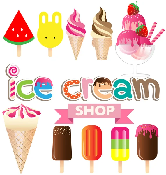 Colección de helados vector sobre fondo blanco — Vector de stock