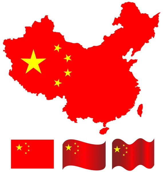 China map and flag of China — Stock Vector