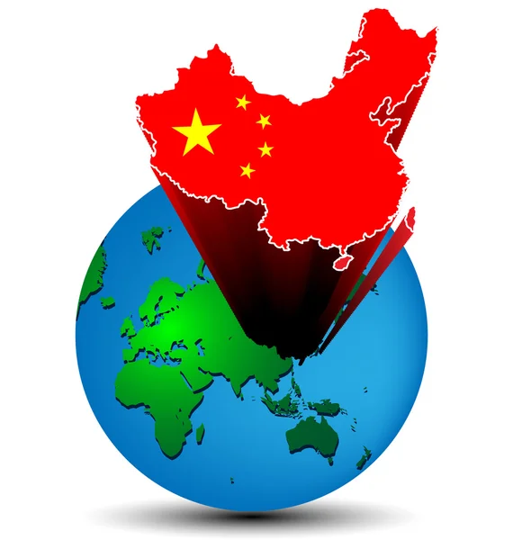 China map on the earth — Stock Vector