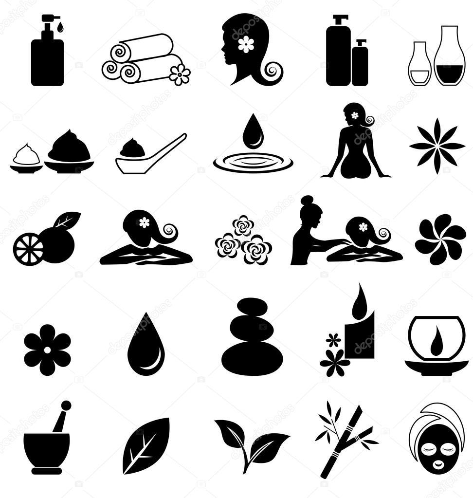 Spa Icons on White Background