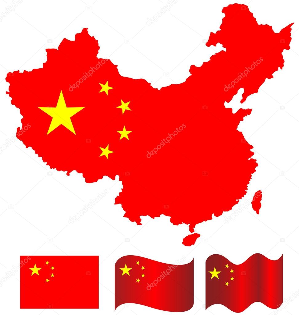 China map and flag of China