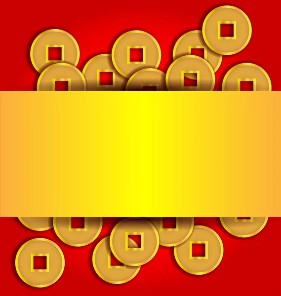 Monete d'oro sfondo astratto per Capodanno cinese — Vettoriale Stock