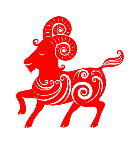 Anno della Capra Capra Zodiaco Cinese Capra su sfondo bianco — Vettoriale Stock