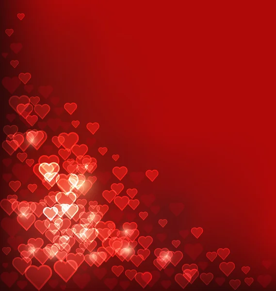 Abstracte hart Bokeh rode achtergrond — Stockvector