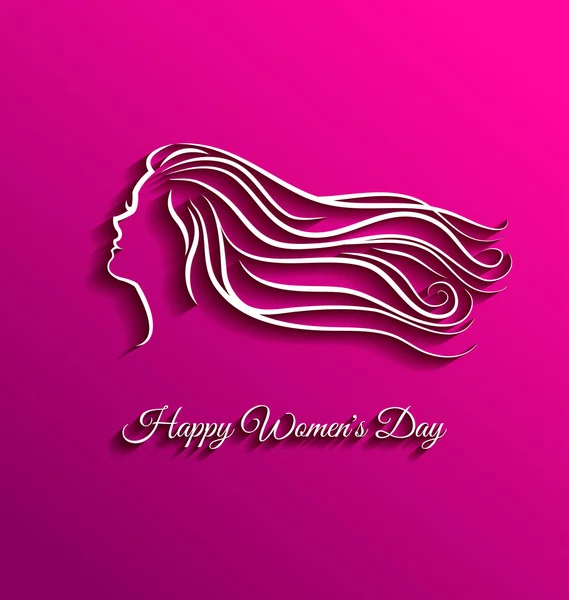 Όμορφα μακριά μαλλιά για την ημέρα της γυναίκας — Διανυσματικό Αρχείο