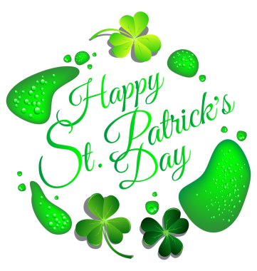 Happy St Patrick günü kartı yeşil bira ile damla