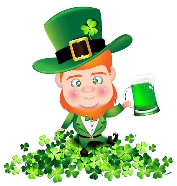 Irish man irish man hold beer on Shamrock for St. Patrick's Day — Stock Vector