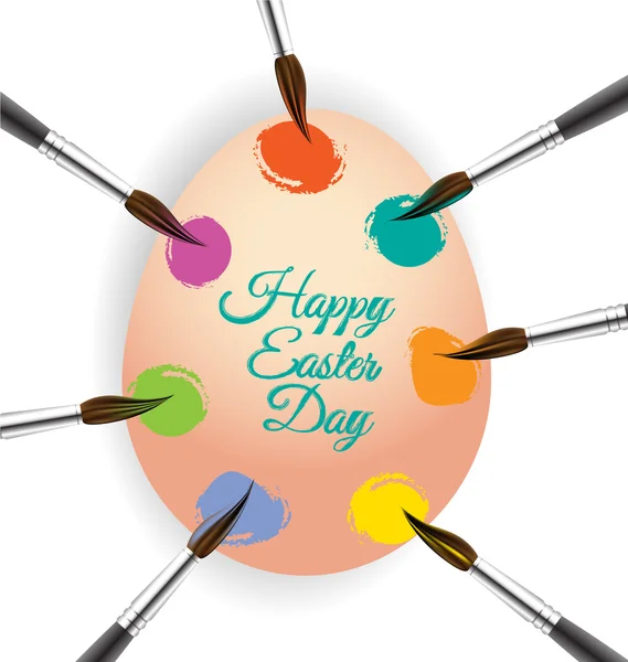 Colorful egg and brush for Easter day card — Stock Vector