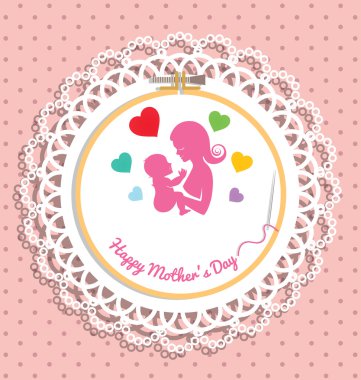 Embroidery hoop with Needlework for mothers day clipart