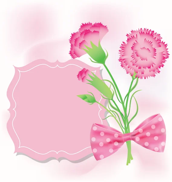 Carnation with pink card for Mothers Day — Stock Vector