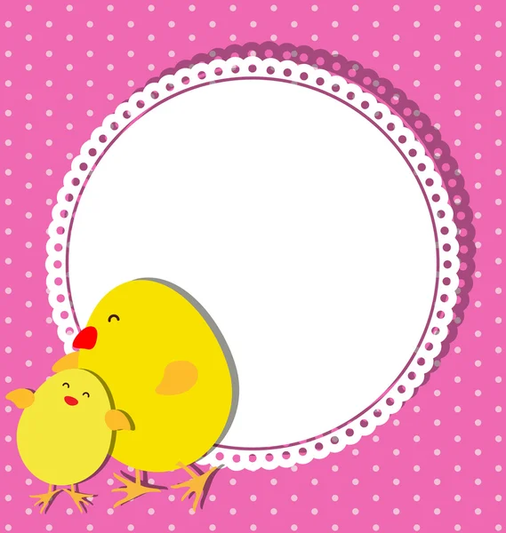 병아리와 닭 어머니 날에 대 한 카드 디자인에 — 스톡 벡터