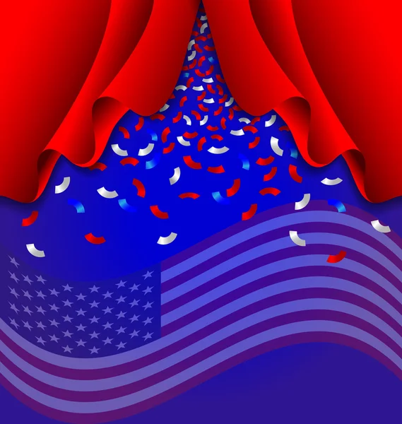 La cinta cae de la cortina para el Día de la Independencia de Estados Unidos — Vector de stock