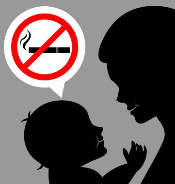 Anne ve bebek ile yasaklayan bir Sigara İçilmez işareti