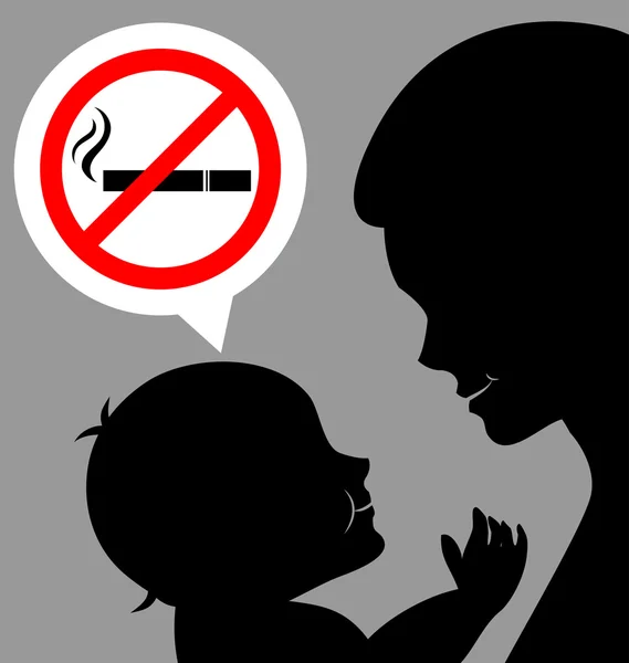 Anne ve bebek ile yasaklayan bir Sigara İçilmez işareti