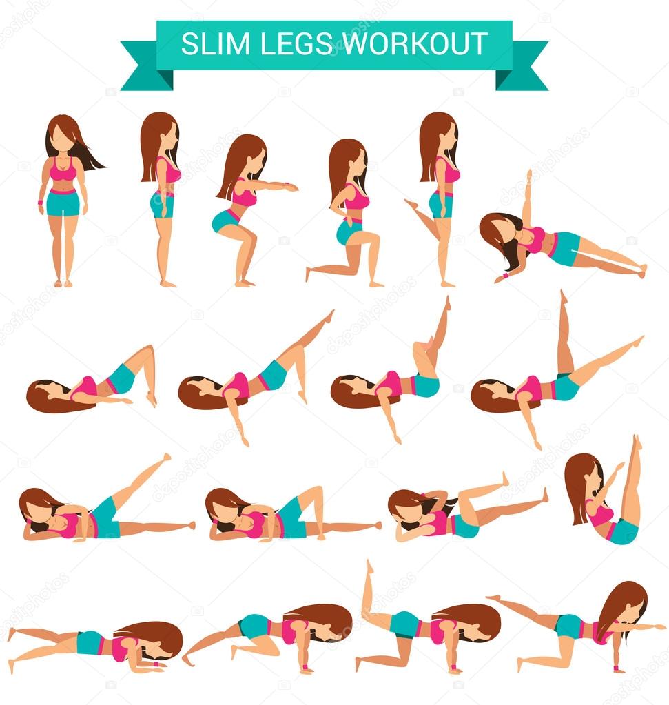 Set of cardio exercise for slim legs workout