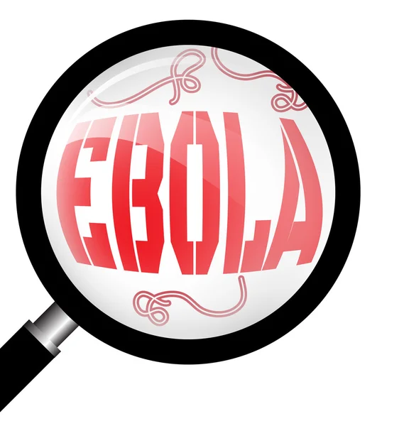 Mărirea sticlei cu virusul Ebola — Vector de stoc