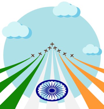 Air show for celebrate the national day of India clipart