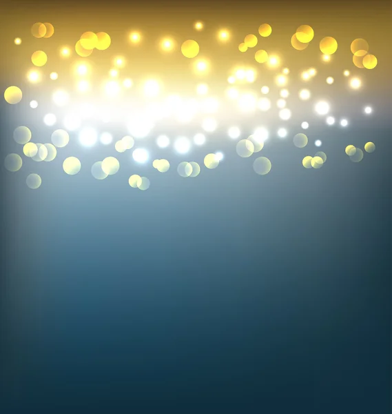 Golden abstract background with bokeh lights — Stock Vector