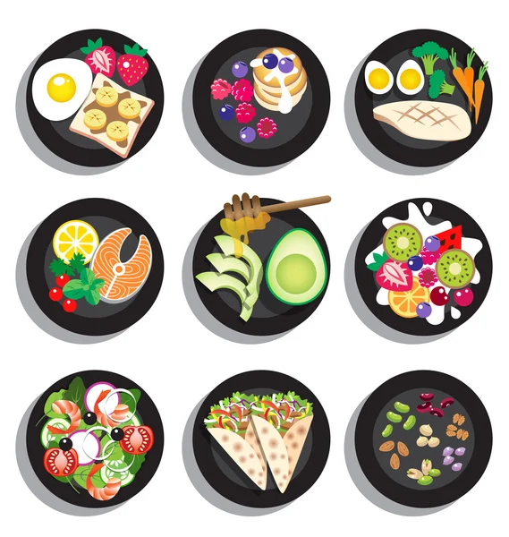 Conjunto de delicioso menú de alimentos limpios — Vector de stock