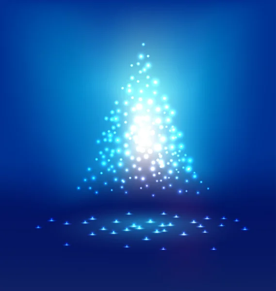 Luz mágica abstrata no fundo azul para o Natal — Vetor de Stock